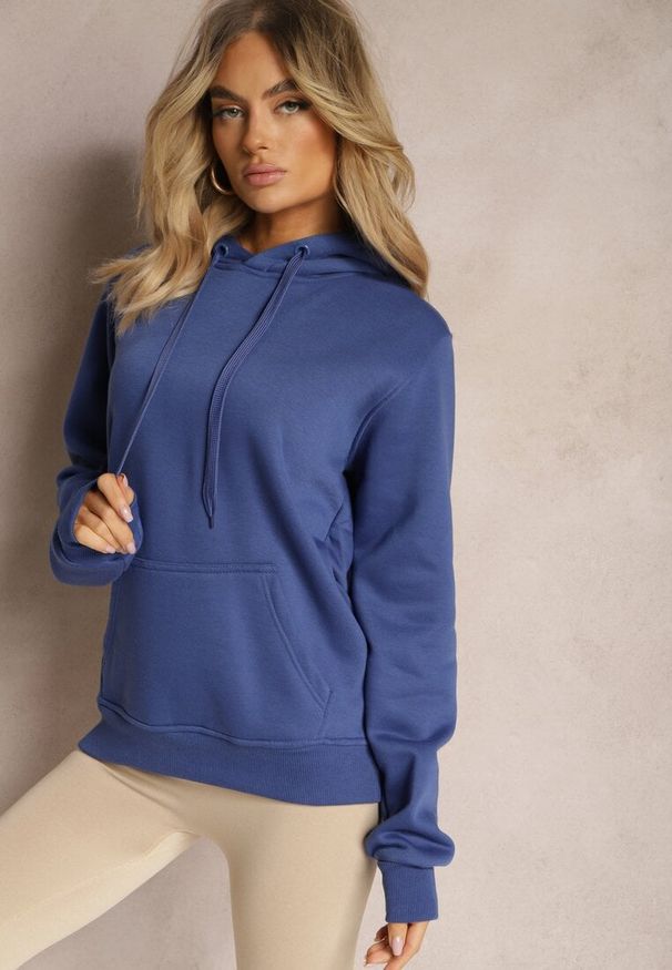 Renee - Niebieska Klasyczna Bluza z Kapturem ze Ściągaczem Mozartia. Okazja: na co dzień. Typ kołnierza: kaptur. Kolor: niebieski. Materiał: jeans. Styl: klasyczny