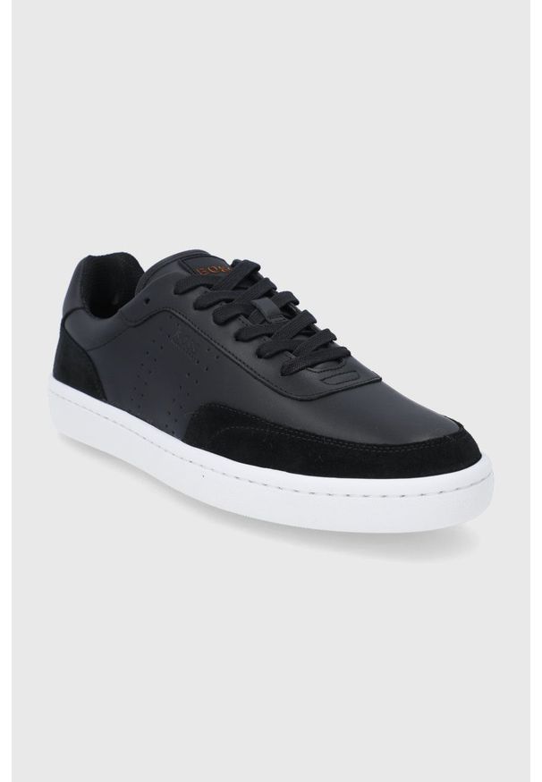 BOSS - Boss Buty skórzane kolor czarny. Nosek buta: okrągły. Zapięcie: sznurówki. Kolor: czarny. Materiał: skóra