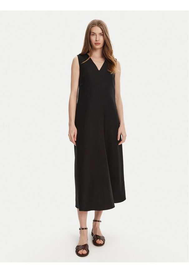 Weekend Max Mara Sukienka codzienna Egoista 2515221072 Czarny Regular Fit. Okazja: na co dzień. Kolor: czarny. Materiał: len, wiskoza. Typ sukienki: proste. Styl: casual