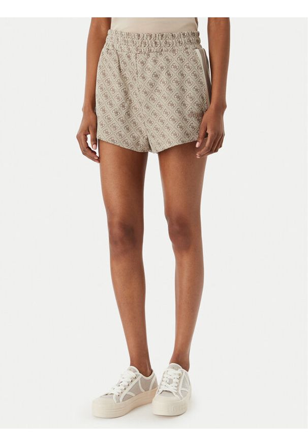 Guess Szorty sportowe V6GD02 K2959 Beżowy Regular Fit. Kolor: beżowy. Materiał: syntetyk, bawełna