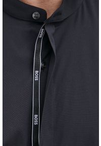 BOSS - Boss Koszula męska kolor czarny slim ze stójką. Typ kołnierza: kołnierzyk stójkowy. Kolor: czarny. Materiał: tkanina