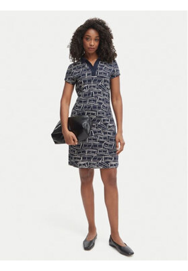 TOMMY HILFIGER - Tommy Hilfiger Sukienka codzienna 1985 Pique WW0WW49719 Granatowy Regular Fit. Okazja: na co dzień. Kolor: niebieski. Materiał: bawełna. Typ sukienki: proste. Styl: casual