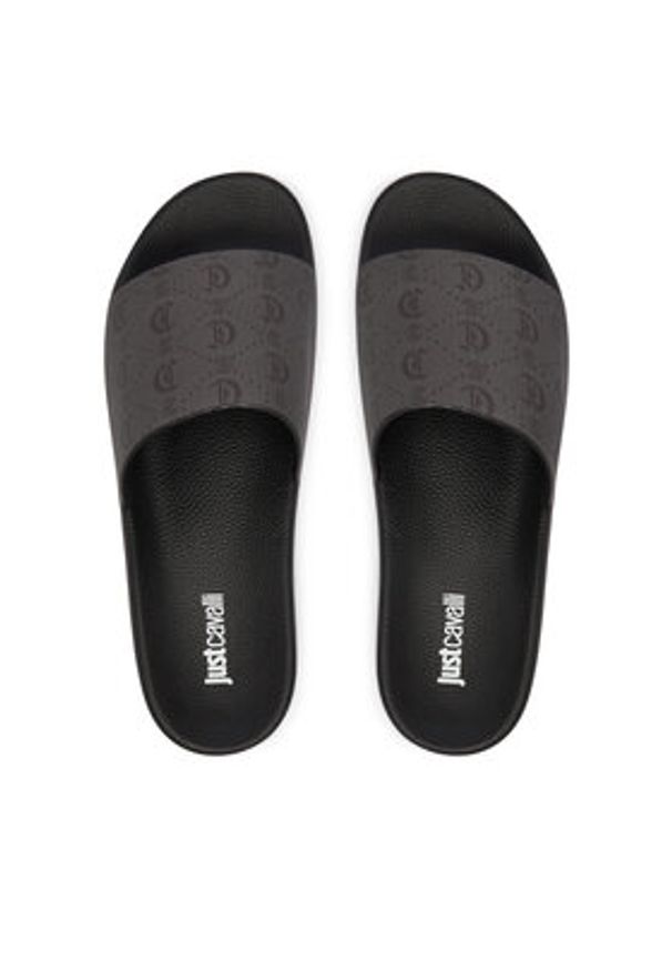 Just Cavalli Klapki 80QA3SZ4 ZSE56 Szary. Kolor: szary. Materiał: syntetyk