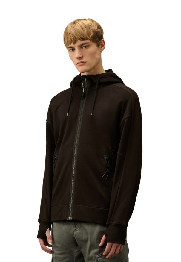 C.P. Company - C.P. COMPANY Czarna męska bluza Hooded Open, Rozmiar S. Kolor: czarny