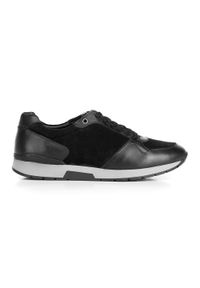 Wittchen - Męskie sneakersy ze skóry zamszowej i licowej czarne. Okazja: na co dzień. Nosek buta: okrągły. Kolor: czarny. Materiał: zamsz, skóra #1