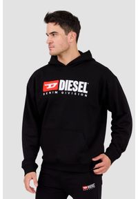 Diesel - DIESEL Czarna męska bluza z kapturem S-BOXT-HOOD-DIV, Rozmiar XL. Typ kołnierza: kaptur. Kolor: czarny. Materiał: materiał, elastan, bawełna #4