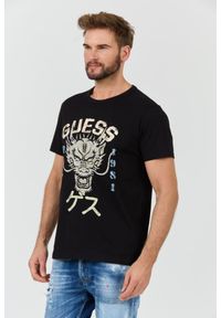 Guess - GUESS Czarny męski t-shirt bawełniany Dragon Tee, Rozmiar XXL. Kolor: czarny. Materiał: bawełna #3