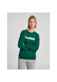 Bluza do piłki ręcznej damska Hummel Go Cotton Logo Sweatshirt Woman. Kolor: biały, zielony, wielokolorowy