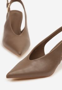 Renee - Brązowe Czółenka Typu Slingback na Szpilce Latinea. Okazja: na co dzień. Zapięcie: pasek. Kolor: brązowy. Materiał: jeans. Obcas: na szpilce. Styl: klasyczny, casual, elegancki #6
