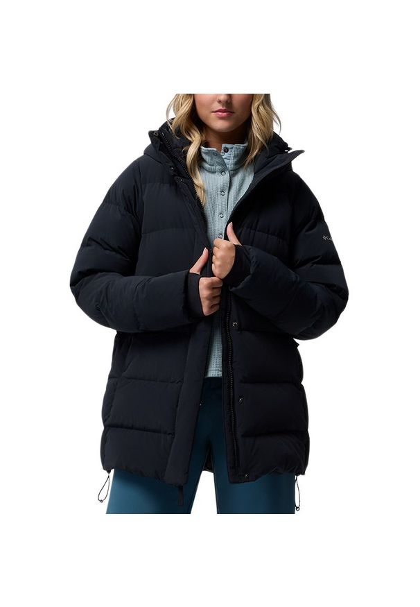 columbia - Kurtka damska Columbia Amaze Puff Mid 2133703010 - czarne. Kolor: czarny. Materiał: elastan, włókno, materiał, nylon, puch. Wzór: paski. Sezon: zima