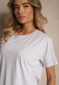Renee - Jasnoszary Klasyczny T-shirt Bawełniany o Casualowym Kroju Nattine. Okazja: na co dzień. Kolor: szary. Materiał: bawełna. Wzór: gładki. Styl: klasyczny #4