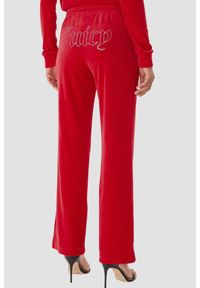 Juicy Couture - JUICY COUTURE Czerwone spodnie dresowe damskie z cyrkoniami Tina Outline, Rozmiar XS. Kolor: czerwony. Materiał: dresówka #5