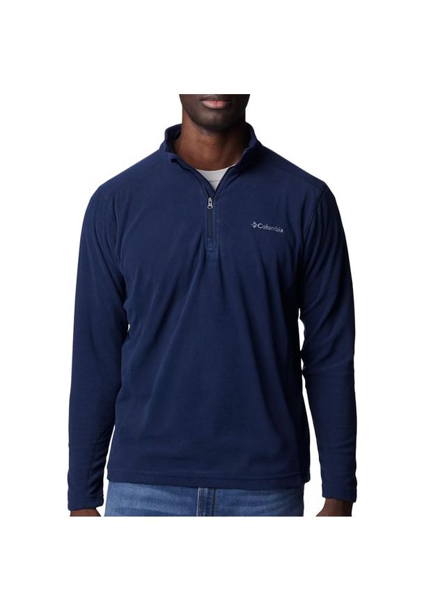 columbia - Bluza Columbia Klamath Range II Half Zip 1352472466 - granatowa. Kolor: niebieski. Materiał: polar, poliester. Wzór: haft, aplikacja, napisy. Styl: klasyczny