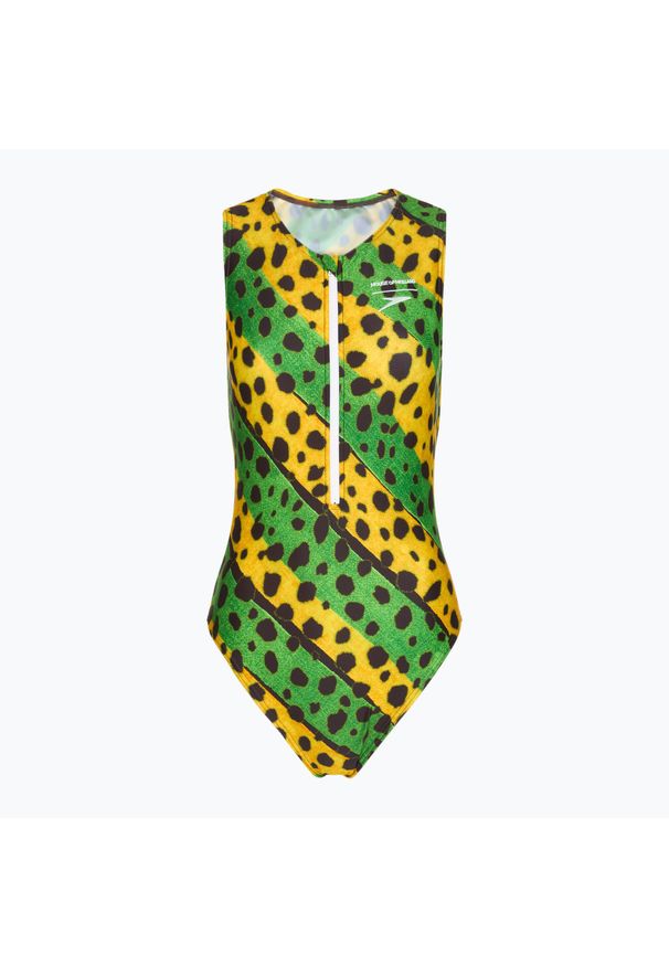 Strój pływacki jednoczęściowy damski Speedo Placement Digital Highneck. Kolor: zielony