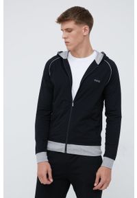 BOSS bluza 50469540 męska kolor czarny z kapturem gładka. Typ kołnierza: kaptur. Kolor: czarny. Długość rękawa: raglanowy rękaw. Wzór: gładki #3