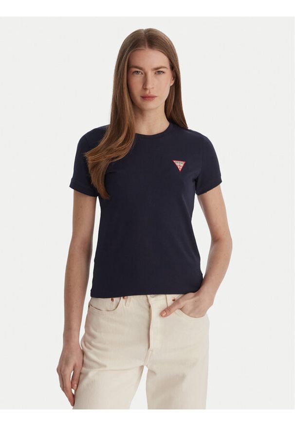 Guess T-Shirt W2YI44 J1314 Granatowy Regular Fit. Kolor: niebieski. Materiał: bawełna