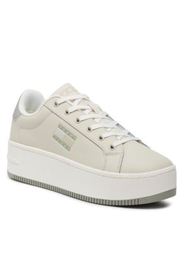 Tommy Jeans Sneakersy Tjw Flatform Ess EN0EN02518 Écru. Materiał: skóra