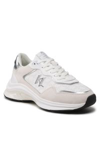 Karl Lagerfeld - Sneakersy KARL LAGERFELD KL63165 White Lthr & Textile w/Silver. Kolor: biały. Materiał: materiał