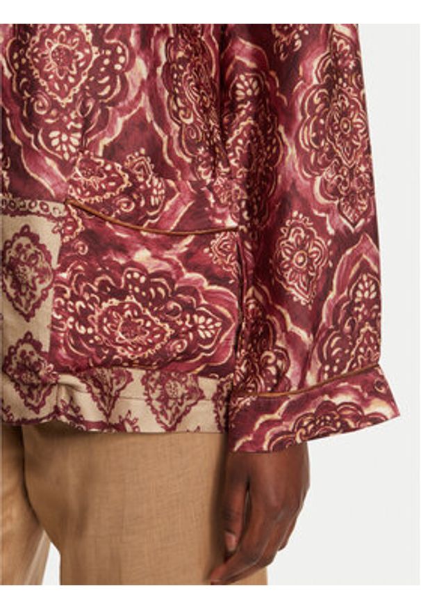 ViCOLO Koszula TD0378 Bordowy Relaxed Fit. Kolor: czerwony. Materiał: wiskoza