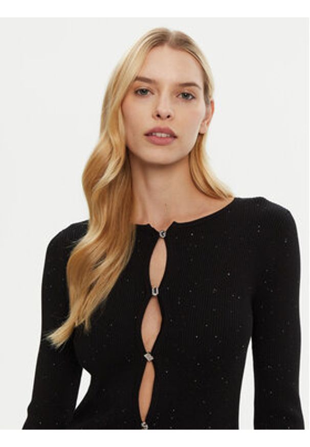 Guess Kardigan W5RR17 Z34O0 Czarny Classic Fit. Kolor: czarny. Materiał: wiskoza