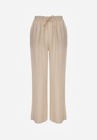 Born2be - Beżowe Szerokie Spodnie z Wiskozy Zyona. Okazja: na co dzień. Kolor: beżowy. Materiał: wiskoza. Styl: casual, klasyczny #6