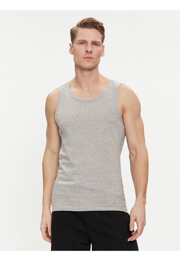 Brave Soul Tank top MV-149GRAYLING Szary Straight Fit. Kolor: szary. Materiał: bawełna