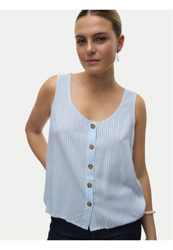 Vero Moda Top Bumpy 10325830 Błękitny Standard Fit. Kolor: niebieski. Materiał: wiskoza