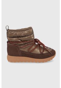 Pepe Jeans Śniegowce kolor brązowy. Nosek buta: okrągły. Zapięcie: sznurówki. Kolor: brązowy. Materiał: guma