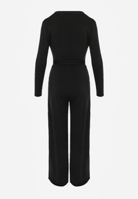 Born2be - Czarny Kombinezon z Kopertowym Dekoltem Cizine. Okazja: na co dzień. Kolor: czarny. Materiał: wiskoza. Styl: casual #5