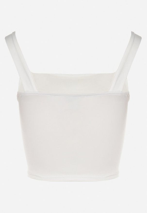 Born2be - Biały Dopasowany Top z Wiskozą na Szerokich Ramiączkach Limare. Okazja: do pracy, na co dzień, na spotkanie biznesowe. Kolor: biały. Materiał: wiskoza. Długość rękawa: na ramiączkach. Sezon: lato. Styl: klasyczny, casual, elegancki, biznesowy