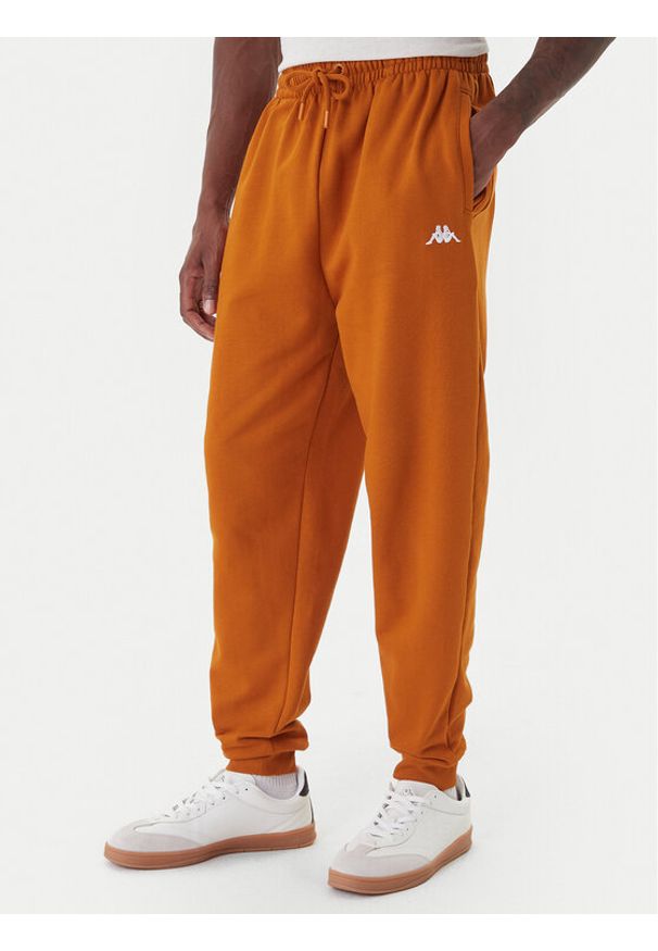 Kappa Spodnie dresowe 351Y41W XQF Beżowy Regular Fit. Kolor: beżowy. Materiał: bawełna