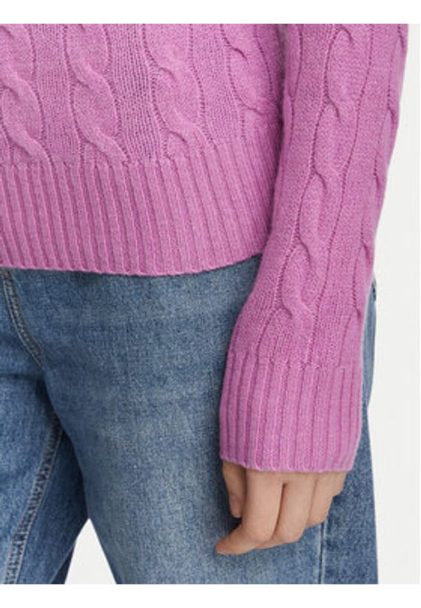 Polo Ralph Lauren Sweter 211971865506 Różowy Regular Fit. Typ kołnierza: polo. Kolor: różowy. Materiał: wełna