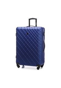 Wittchen - Duża walizka z ABS-u w ukośną kratkę granatowa. Kolor: niebieski. Materiał: guma. Wzór: kratka #9