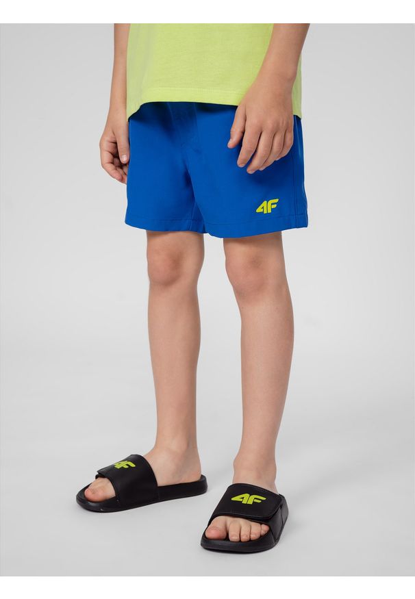4f - 4F Spodenki kąpielowe boardshorty chłopięce 164 (13-14 lat). Okazja: na plażę. Kolor: niebieski. Materiał: elastan, tkanina, włókno. Sezon: lato