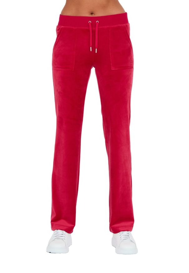 Juicy Couture - JUICY COUTURE Czerwone damskie spodnie dresowe Del Ray Pocket Pant, Rozmiar L. Kolor: czerwony. Materiał: dresówka