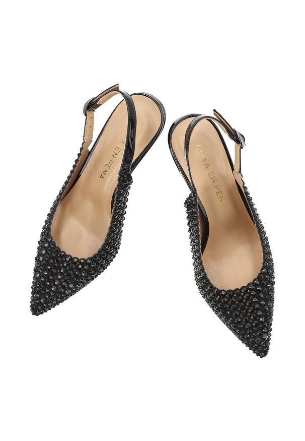 Czarne Czółenka Alma En Pena Eleganckie Obuwie Damskie Na Szpilce. Okazja: na imprezę. Zapięcie: pasek. Kolor: czarny. Obcas: na szpilce. Styl: elegancki. Wysokość obcasa: średni