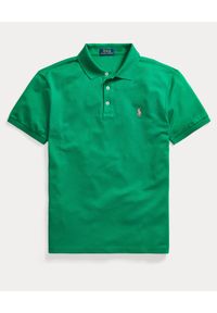 Ralph Lauren - RALPH LAUREN - Zielona koszulka polo Mesh Slim Fit Stretch. Typ kołnierza: polo. Kolor: zielony. Materiał: mesh. Wzór: aplikacja, haft, ze splotem. Sezon: lato. Styl: klasyczny #4