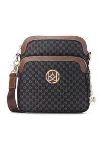 Kazar - Tekstylna listonoszka damska w ciekawy wzór. Kolor: brązowy. Materiał: skórzane. Styl: casual #1