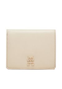 TOMMY HILFIGER - Tommy Hilfiger Mały Portfel Damski Th Spring Chic Med Bifold Wallet AW0AW16011 Écru. Materiał: skóra