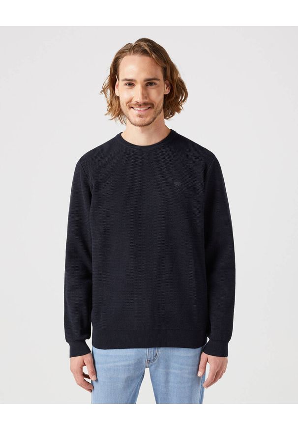 Wrangler - WRAGLER CREWNECK SWEATER MĘSKI SWETER CIEPŁY ELEGANCKI BLACK 112350515 W8F0011936. Styl: elegancki