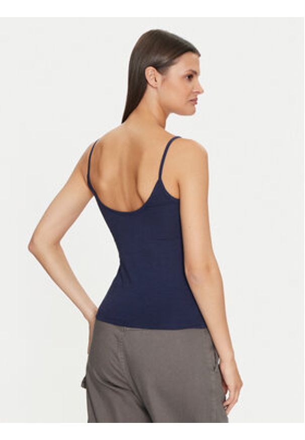 Gina Tricot Top 22470 Granatowy Slim Fit. Kolor: niebieski. Materiał: bawełna