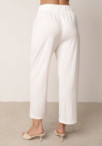 Born2be - Białe Spodnie z Eleganckimi Zakładkami i Nogawkami o Długości 3/4 Dorasea. Okazja: do pracy, na co dzień. Kolekcja: plus size. Kolor: biały. Styl: elegancki #2