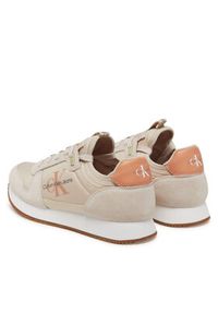 Calvin Klein Jeans Sneakersy Runner Sock Laceup Ny-Lth Wn YW0YW00840 Beżowy. Kolor: beżowy. Materiał: materiał #6