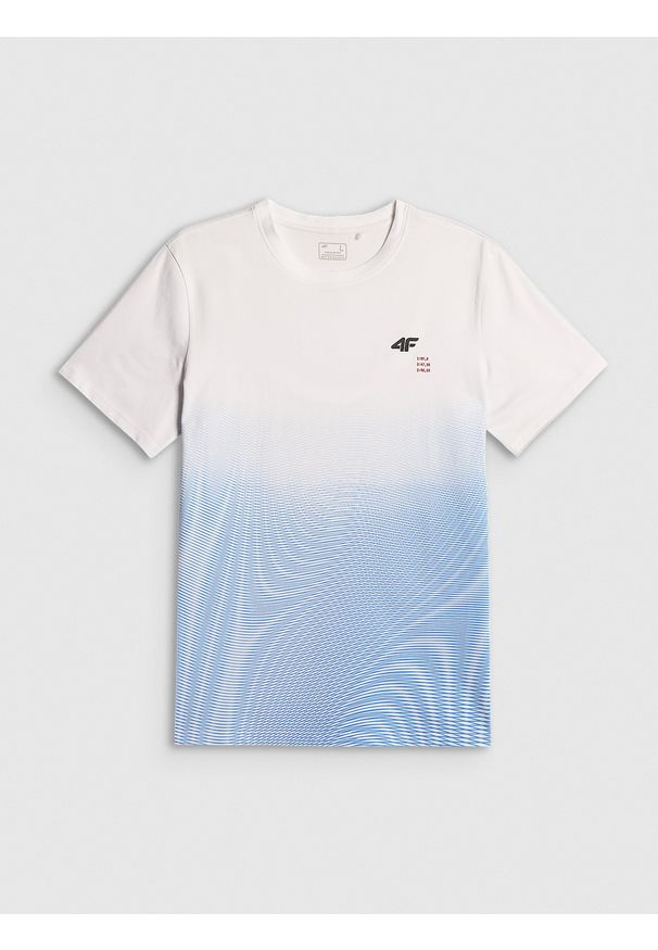 4f - 4F T-shirt regular z nadrukiem męski - niebieski M. Okazja: na co dzień. Kolor: niebieski. Materiał: materiał. Wzór: nadruk. Styl: casual, sportowy