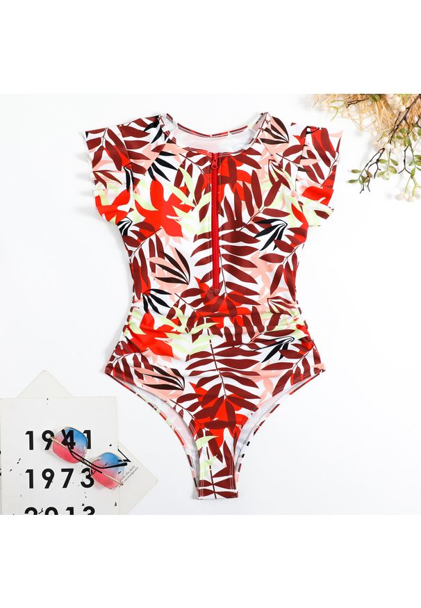 Intica - Strój kąpielowy z rękawkiem i ochroną UV na plażę i basen Sandalia. Kolor: wielokolorowy