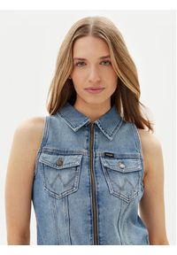 Wrangler Kamizelka 112362590 Niebieski Slim Fit. Kolor: niebieski. Materiał: jeans #5