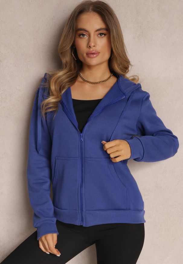 Renee - Ciemnoniebieska Bluza z Kapturem Harasphei. Okazja: na co dzień. Typ kołnierza: kaptur. Kolor: niebieski. Materiał: jeans. Styl: klasyczny, casual