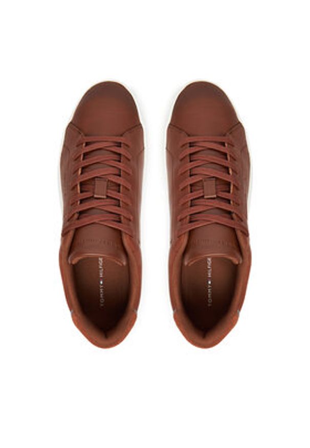 TOMMY HILFIGER - Tommy Hilfiger Sneakersy Th Court Core Cognac FM0FM05729 Brązowy. Kolor: brązowy. Materiał: skóra