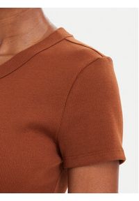 Hugo - HUGO T-Shirt Easy 50523924 Brązowy Slim Fit. Kolor: brązowy. Materiał: bawełna #5