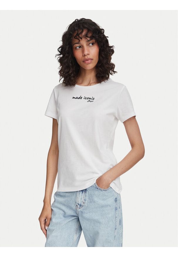 BOSS T-Shirt C_Elove_5 50566827 Kremowy Slim Fit. Kolor: kremowy. Materiał: bawełna